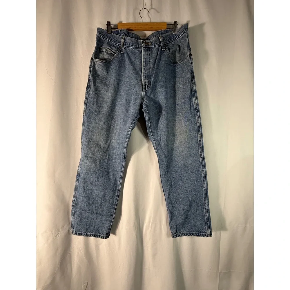 Wrangler Regular Fit Mens Jeans 38x30 Blue Denim‎ 965T1DS Mid Wash Straight Leg